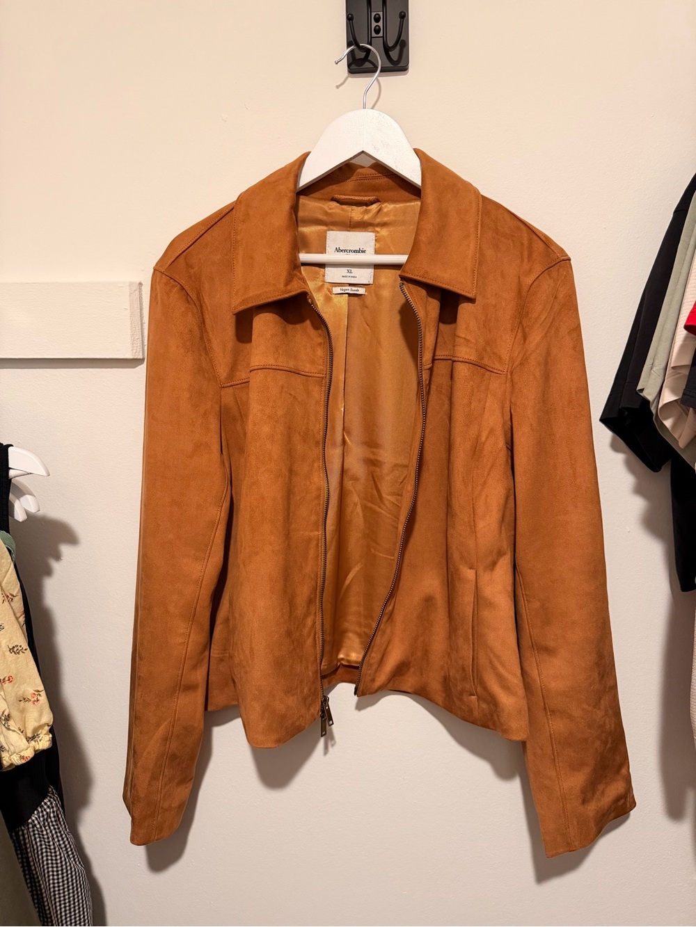 Abercrombie & Fitch Tan Suede Zip-Front Jacket